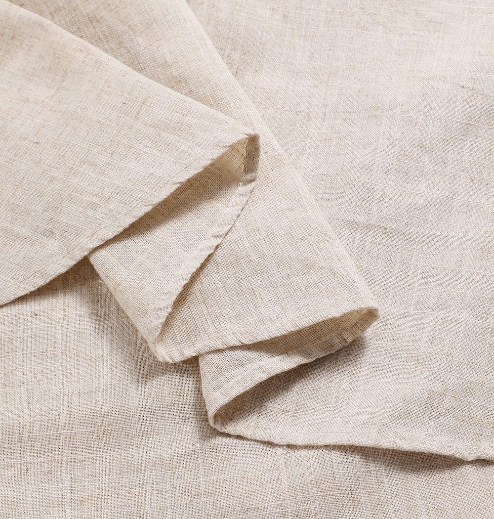 Elegant Round Beige Tablecloth – Textured Woven Look, Waterproof & Spill-Resistant