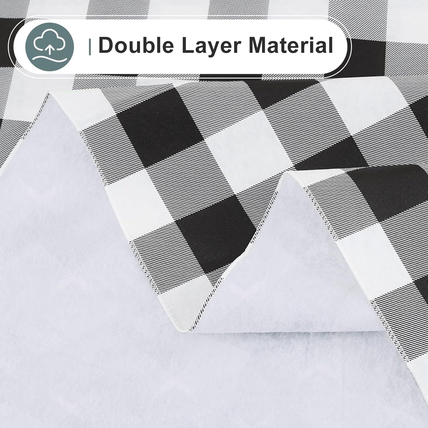 Classic Black and White Checkered Tablecloth – 60x84 Inch Rectangular – Waterproof, Wrinkle-Free