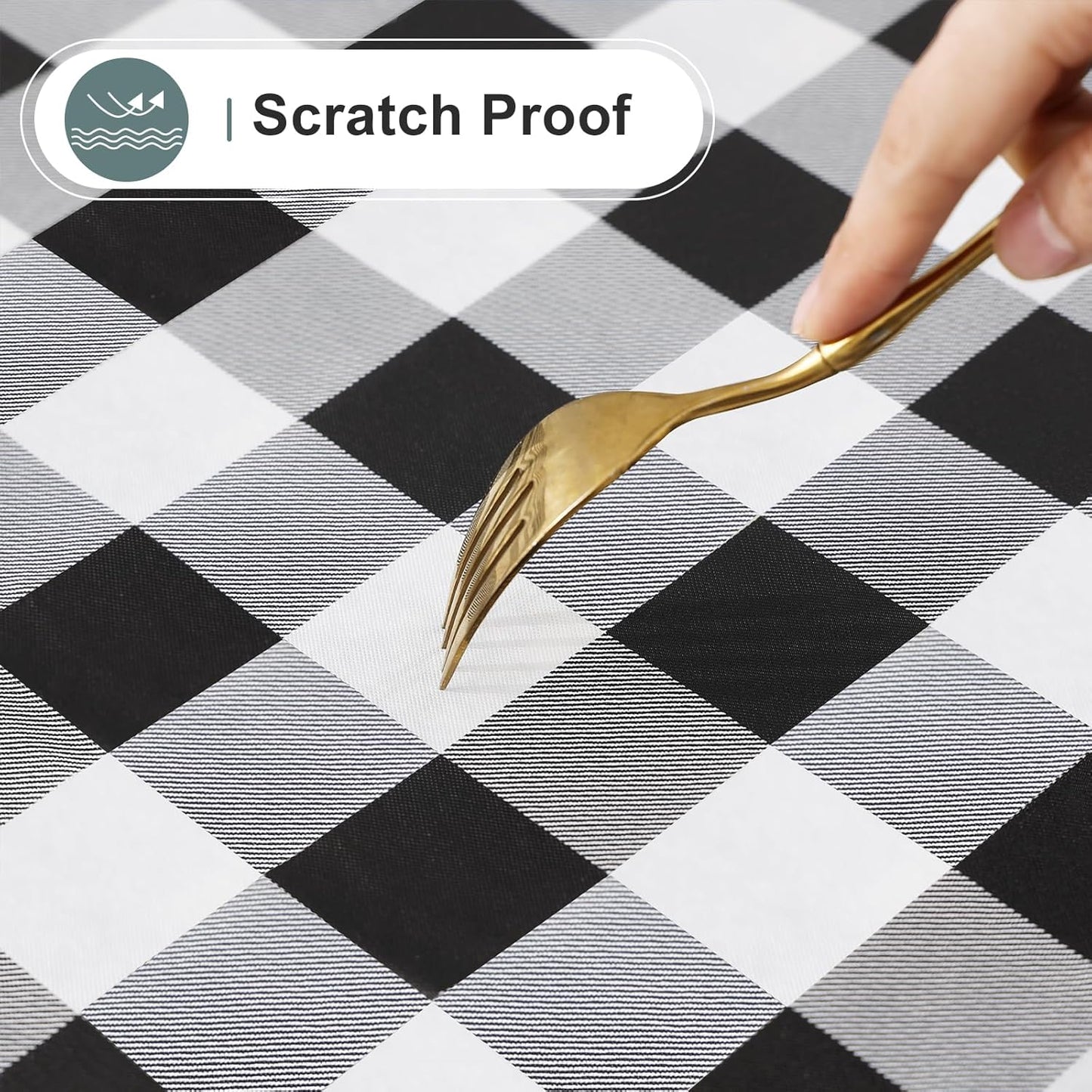 Classic Black and White Checkered Tablecloth – 60x84 Inch Rectangular – Waterproof, Wrinkle-Free
