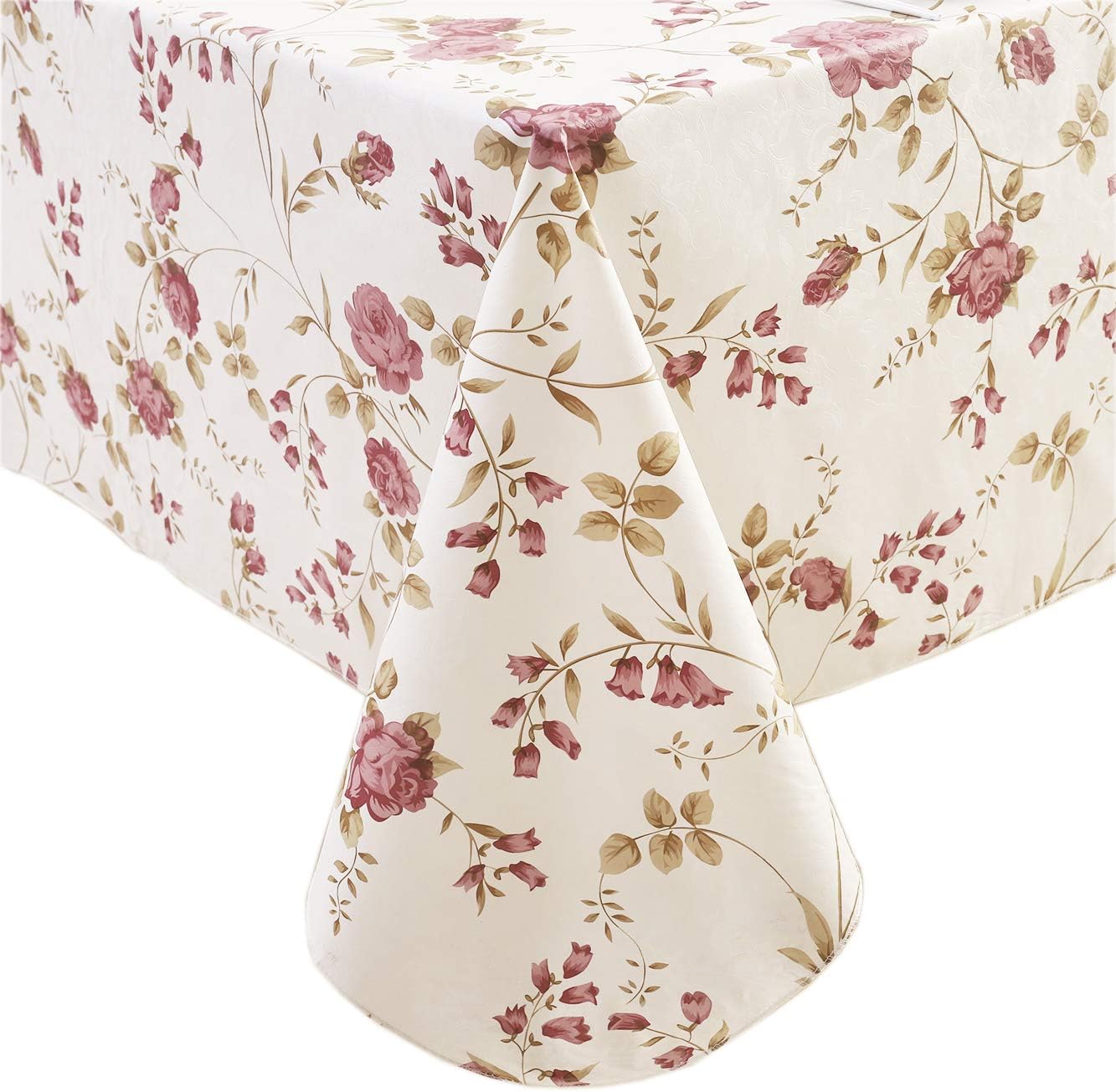 60 x 84 Inch Romantic Floral Tablecloth – Waterproof & Stain-Resistant – Rose Vine Print Rectangular Table Cover