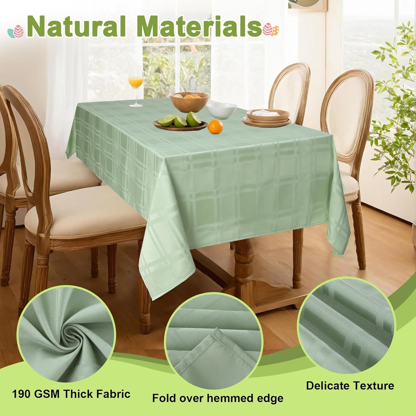 Waterproof & Stain-Resistant Tablecloth with Checkered Pattern – 52x70 inch Rectangular
