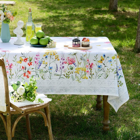 52 x 70 Inch Wildflower Tablecloth – Rectangular, Waterproof, Stain-Resistant – Garden Style
