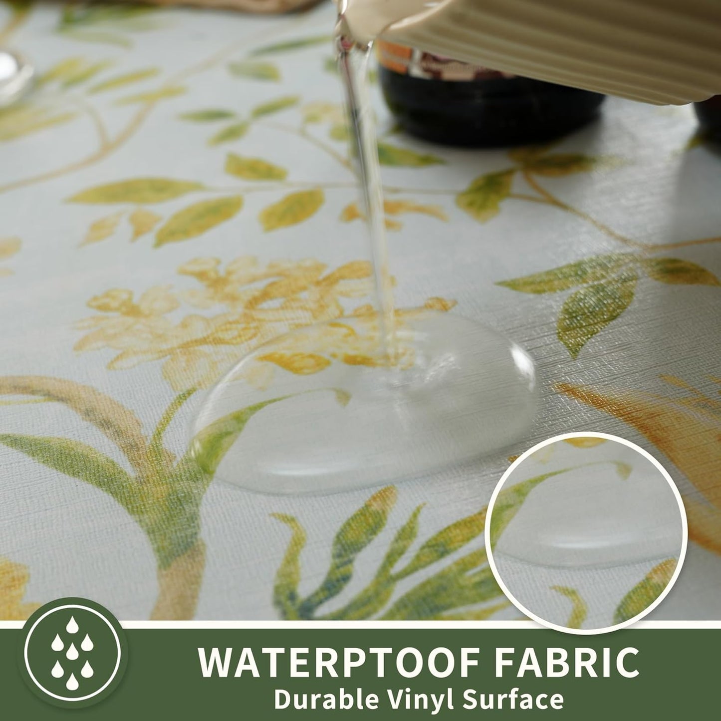 Waterproof Floral Tablecloth with Butterfly Design – Spill-Resistant Table Cover