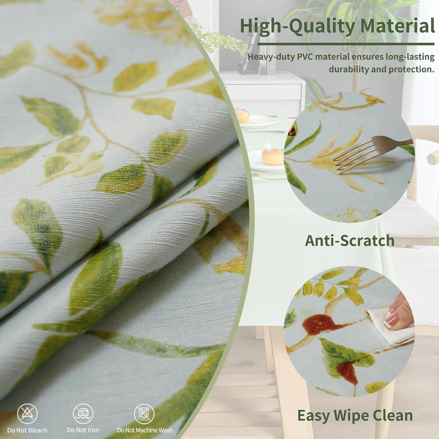 Waterproof Floral Tablecloth with Butterfly Design – Spill-Resistant Table Cover