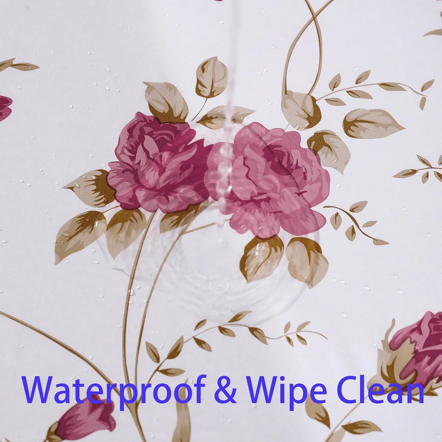 60 x 84 Inch Romantic Floral Tablecloth – Waterproof & Stain-Resistant – Rose Vine Print Rectangular Table Cover