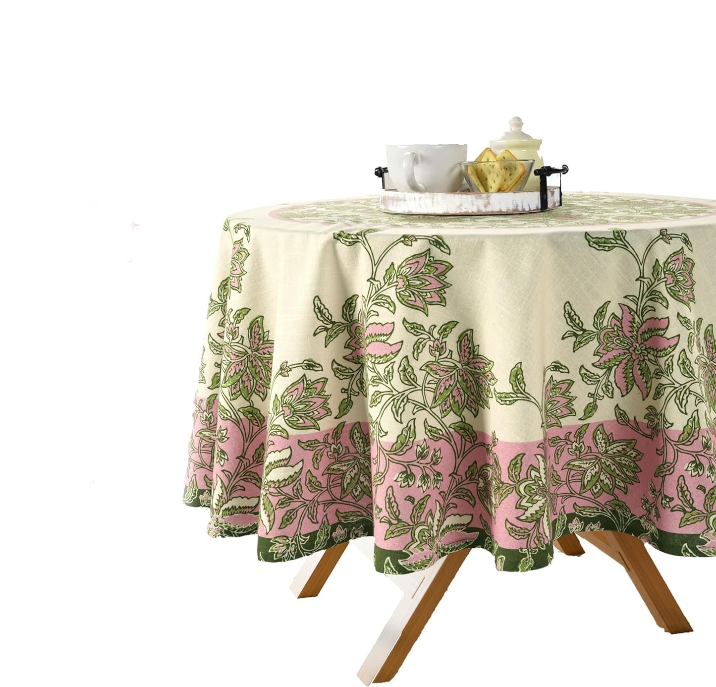 60 Inch Round Vintage Floral Tablecloth – Waterproof & Stain-Resistant – Classic European Style
