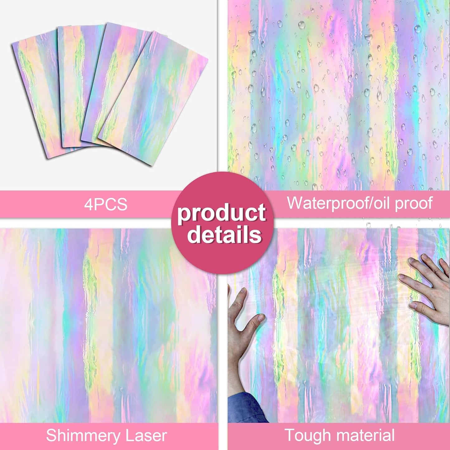 Holographic Rainbow Plastic Tablecloth – 108 x 54 Inch – Iridescent Party Decoration for Birthday, Wedding, Events