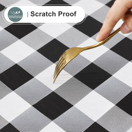 Classic Black and White Checkered Tablecloth – 60x84 Inch Rectangular – Waterproof, Wrinkle-Free