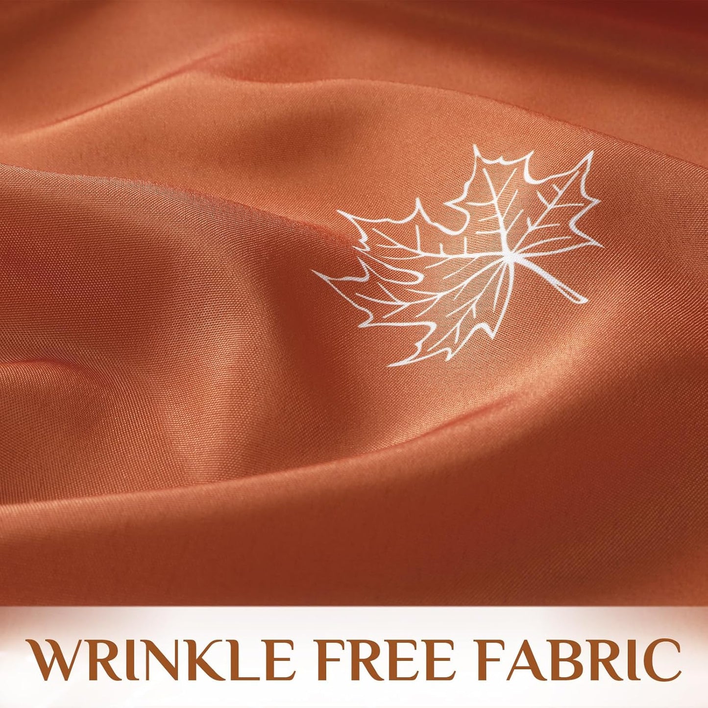 60 x 84 Inch Autumn Tablecloth – Waterproof & Stain-Resistant – Fall Leaf Print in Rust Orange