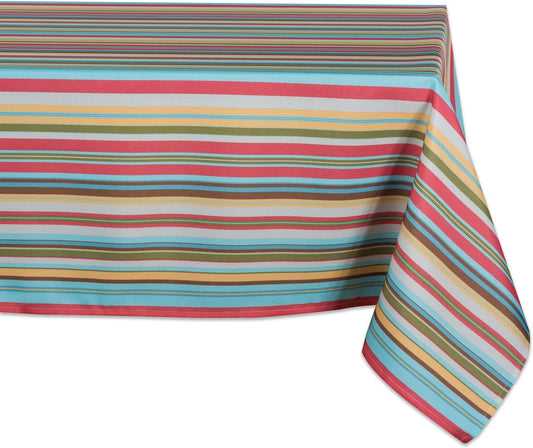 60x84 Inch Rectangular Striped Tablecloth – Waterproof & Stain-Resistant – Colorful Pattern for Indoor/Outdoor Use