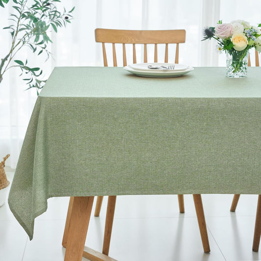 Modern Green Waterproof Rectangular Tablecloth 52 x 70 Inch for Dining and Kitchen Tables