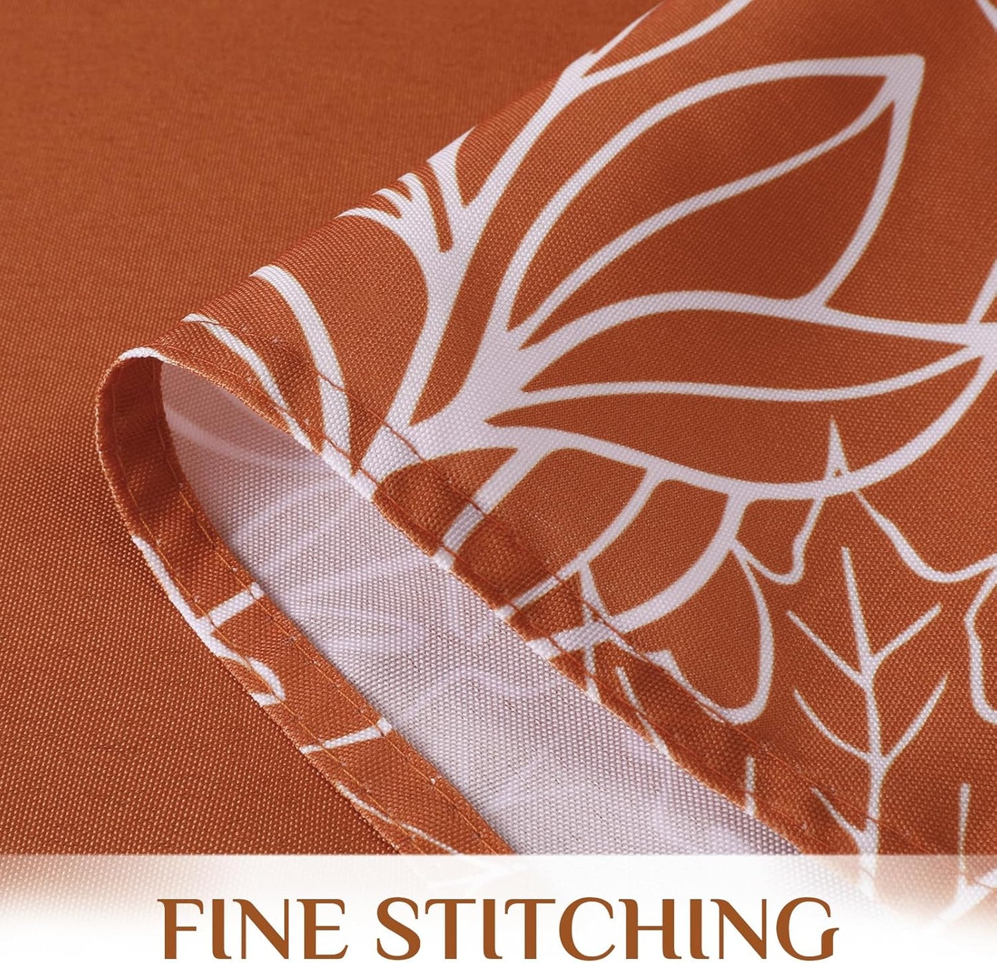 60 x 84 Inch Autumn Tablecloth – Waterproof & Stain-Resistant – Fall Leaf Print in Rust Orange