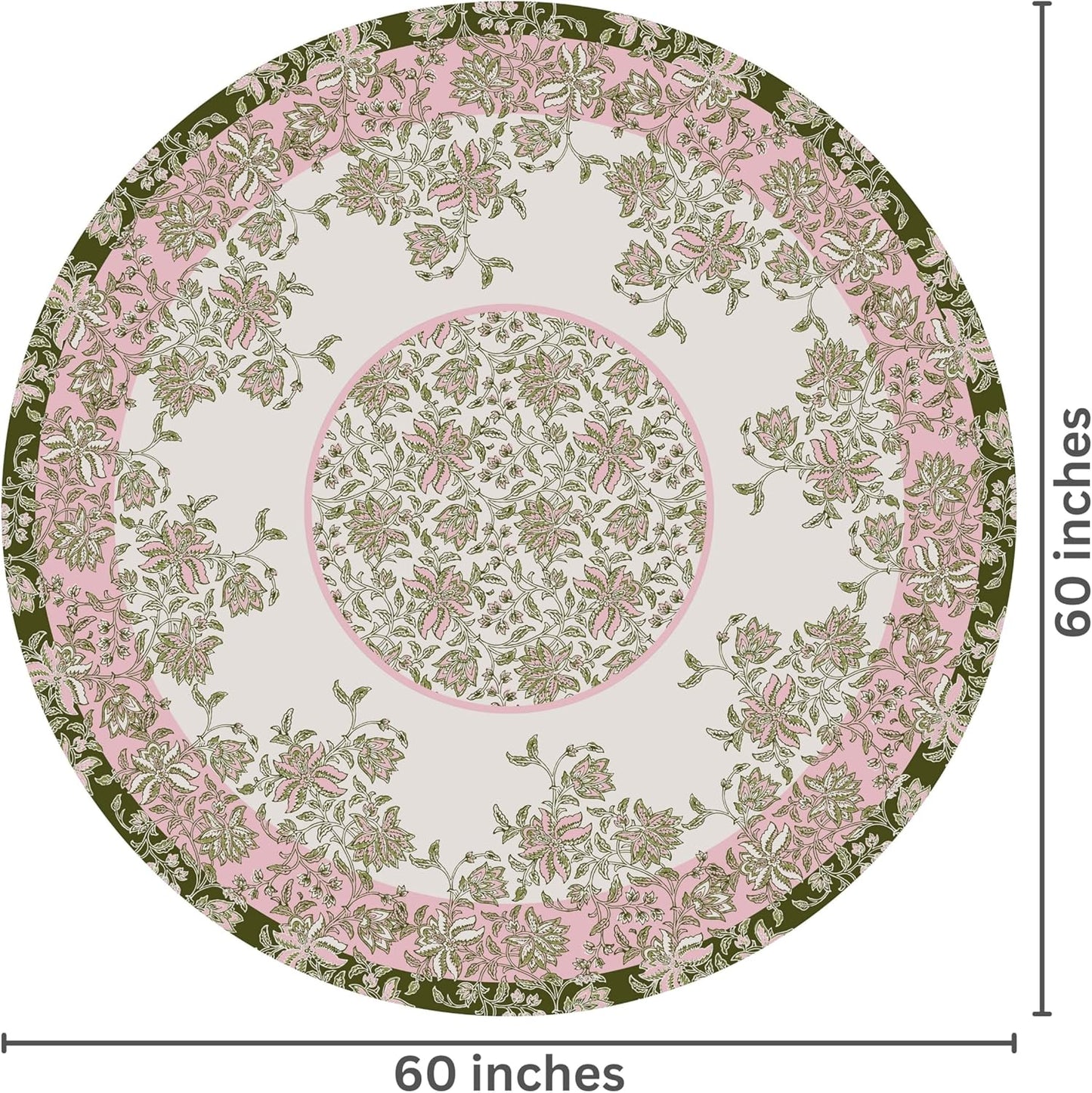 60 Inch Round Vintage Floral Tablecloth – Waterproof & Stain-Resistant – Classic European Style