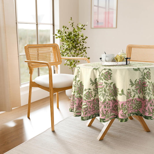 60 Inch Round Vintage Floral Tablecloth – Waterproof & Stain-Resistant – Classic European Style